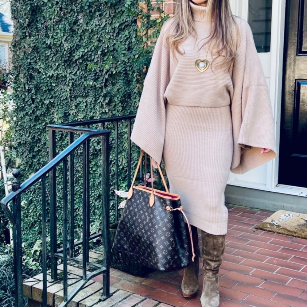 FIRM PRICE!⭐From⭐️PARIS⭐Fabulous 2 Piece Sweater Knit Tank Dress and Sweater Set - Picture 4 of 9